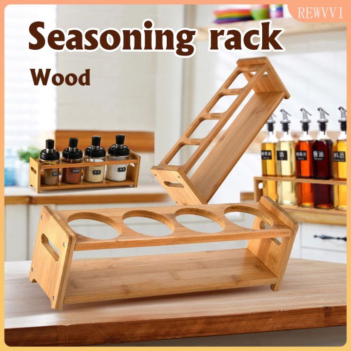 Wooden Condiment Rack Spice Rack Oil Pot Rack Kitchen Helper Wood Shelf  Round Square Wooden Oil Bottle Rack Oil Bottle Seasoning Can Storage Rack 