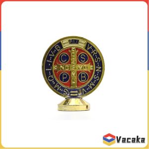 Vacaka St. Benedict with Stand 55mm*45mm for Car Decoration Accessories Small Gift