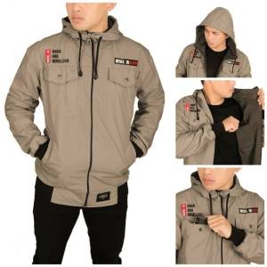 jaket semi parka pria hoodie dua sisi bolak balik anti air waterproof taslan outdoor