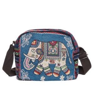 Tas selempang kanvas tenun motif 2 sisi tas thailand gambar gajah qualitas premium bahan tebal dan jahitan rapi Slingbag 1786
