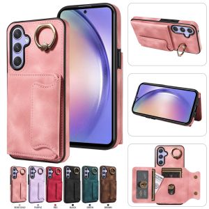 For Samsung Galaxy A55 A54 A35 A25 A24 A34 A04 A04S A14 A05 A05S A15 5G Cover Samsung A15 A14 4G Phone Case Luxury Magnetic Ring Buckle Leather Wallet Card Slot Back Cover Casing