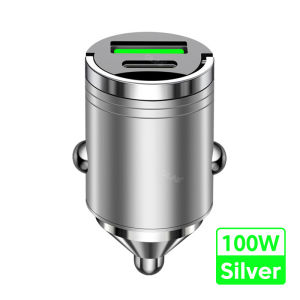 100W Xe Sạc Kéo Vòng Nhanh Chóng Sạc Qc3.0 Mini Pd USB Loại C Xe Điện Thoại Sạc Cho Samsung POCO