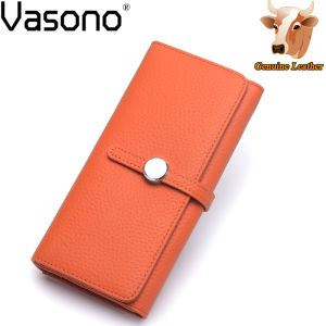 Vasono Authentic Genuine Cow Leather Women Long Wallet Card Clutch Holder