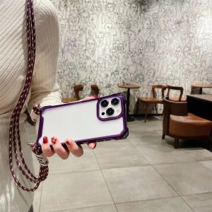 Hard Aylic Solid 4 Corners Shockproof Protection For iphone 17 Pro Max 16 Pro Max 15 Pro Max iPhone 14 Pro Max iphone 13 Pro iphone 11 iphone 12 Pro 13 XR XS Max X 8 7 Plus SE 2022 Case Silicone Lanyard Strap Chain Crossbody Cover Ribbon iphone Case