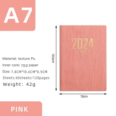 2025 English Daily Planner Schedule Book Leather Cover Calendar Journal Notebook School Office Weekly Agenda abbie