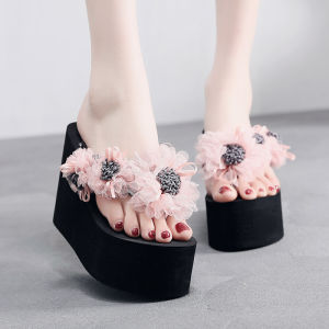 2026 Spring New 11Cm Ultra-Thick High-Heel Flip-Flops For Women Fashionable Outdoor Wear Versatile Non-Slip Beach Sandals For Summer