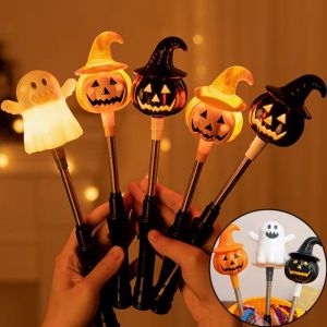 LABAICAI LED Đèn lồng bí ngô Halloween Gậy nhấp nháy Dạ Quang Thanh lấp lánh mùa xuân Đồ chơi que bí ngô cầm tay Dễ thương Đèn lồng ma bí ngô cầm tay Trẻ em người lớn