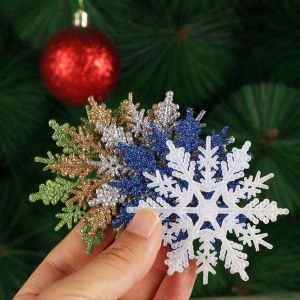 INOPERTABLESTORE68RE2 12Pcs 7.5cm Bauble DIY Craft Charming Party Ornaments Christmas Tree Decor Glitter Snowflake Festival Decoration