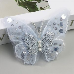 CHUN053634 Phủ vàng Miếng đính hình bướm bằng tuyến Khâu tay Hai lớp Miếng vá thêu Trang trí hình con bướm Lấp lánh dạng lưới Trang trí hoa ba chiều Trang phục thể thao