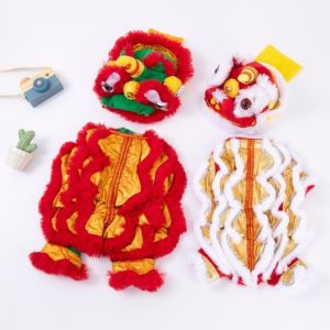 LETIGO Polyester Pet Clothes Plush S/M/L/XL/XXL Lion Dance Pet Clothes Fashion Cartoon Pattern Role Play Costume  Year Party