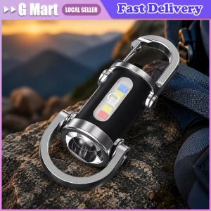 Portable LED Keychain Flashlight Multifunctional COB Work Light Keyring Practical Mini Light Key Chain for Outdoor Activities