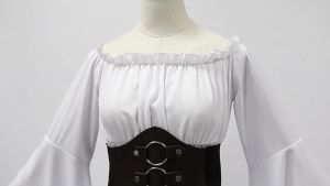 Halloween European and American Medieval Renaissance Long-Sleeve Shirt Corset Top Pirate Shirt Womens Stage Performance Costume
