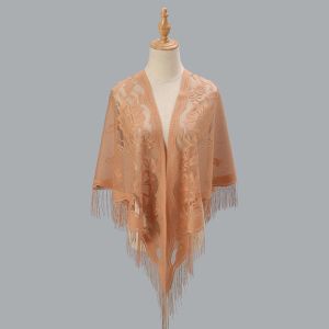 LUXURYLYN Elegant Tulle Shawl Wedding Accessories Wrap Wedding Bridal Shawl With Tassel Evening Prom Cape Women Shawl