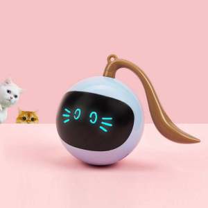 Teekland Cat Toy Electric Smart Cat Ball to Relieve Boredom and Bite LED Light Automatic Rolling Pet Toy with Bell Indoor Automatic Yarn Ball Cat Fitness Ball Interactive Toy USB Charging Interesting Electric Cat Toy Ball