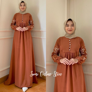 Dania Maxi Dress Gamis Kondangan Bordir ( Size S M L XL XXL XXXL 5L Jumbo )