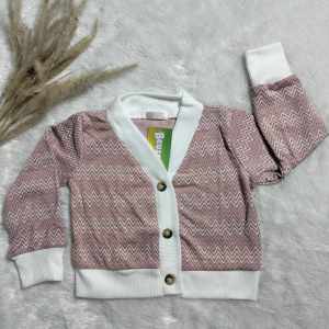 Cardigan Anak 1 2 3 4 5 Tahun Knit Rib Katun Waffle Jaket Sweater Anak Perempuan Motif Tribal