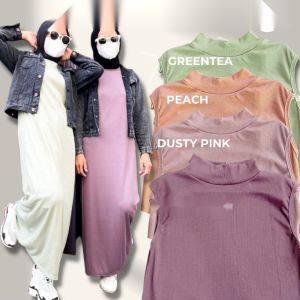 INNER DRESS RAJUT TURTLENECK TANPA TENGAN  DALEMAN POLOS  MUSLIMAH