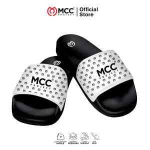 Sandal Slop Pria Wanita Terbaru Sendal Slide Slip On Motif Black MDC Casual Dewasa Selop Distro Kekinian 37-43