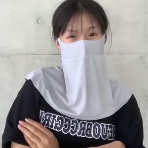 Sunscreen mask breathable mouth and nose mask covering the entire face neck protection ice silk thin mask