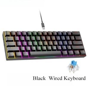 Wired 61 Key Mechanical Keyboard with Backlight for Gaming 60 Percent Clavier White KeyboardsKlawiatura Tastiera Meccanica