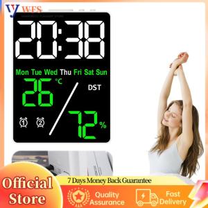 【Flagship】 Alarm Clocks with Temperature Indoor Humidity 3-level Brightness Adjustment Digital Travel Alarm Clock Digital LED Clocks for Kitchen Baby Room Office