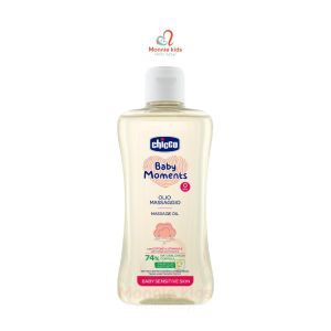 Dầu massage Chicco chiết xuất hạt bông 0m+ 200ml dầu mát-xa body dưỡng da cho bé - Monnie Kids