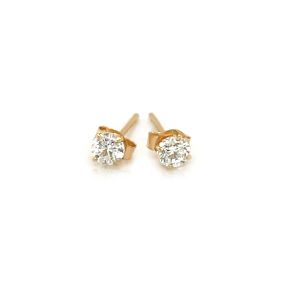 Nathalias NY ต่างหูทองคำแท้ 14K ประดับเพชรสีขาว รุ่น ไวท์ซิราคลาสสิก 3 มม Stud Earrings with White Hue Faceted Cubic Zirconia 07659