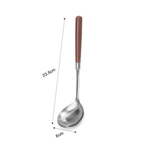 ช้อนเหล็กกล้าไร้สนิมโบราณ1/2ชิ้นช้อนด้ามไม้ยาว Skimmer ห้องครัวซุปร้านอาหารหม้อไฟช้อนโต๊ะอุปกรณ์ทำอาหารใช้ในครัวเรือน