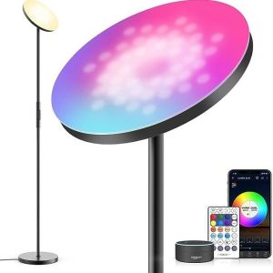 Smart RGBW Floor Lamp Dimmable Color & White Light Remote & Voice Control (Alexa/Google Home)  Living Room & Bedroom Ambient Lighting