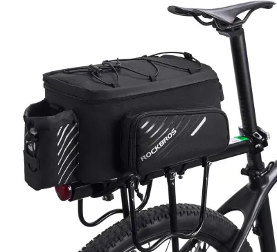 【Free shipping】ROCKBROS Bike Trunk Bag Bicycle Rack Rear Carrier Bag Commuter Bike Luggage Bag Pannier with Rain Cover