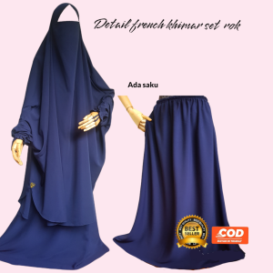 SALE TERMURAH Frenchkhimar set rok / french khimar setrok / french khimar tangan murah premium