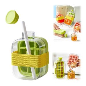 Higher Home 2 in 1 Ice Cube Bottle Ice Lattice Tray water bottle ice cube Silicone Ice Mold 500/800ml