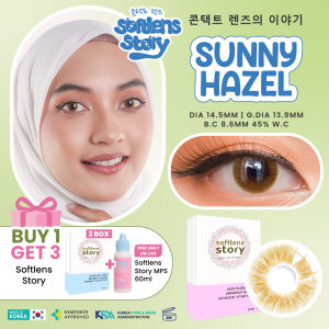 [LADYNAYOAN APPROVED] BUY 1 GET 3 Softlens Story Sunny Hazel 1 Pasang | 14.5mm Soflens Premium Korea | Soflen Hazel 6Bulan | Normal dan -0.50 sd -6.00