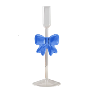 Unique Bowknot Taper Holders Elegant Glass Candlestick Stand For Romantics Ambiances Wedding Centerpieces Decors