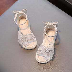 รองเท้าเด็กหญิง  รองเท้ารัดส้น รองเท้าแตะ ข้อสูง ลายผีเสื้อสีชมพู สไตล์เจ้าหญิง แฟชั่นฤดูร้อน พร้อมส่ง