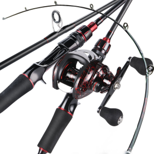 Sougayilang Set Tongkat and Gulungan Pancing Tongkat Pancing Joran Pancing UL Portabel 2 Bagian 1.8M 2.1M Joran Pancing Bahan Serat Karbon 24 Ton and Gulungan Pancing Reel Pancing 18 + 1 BB Set