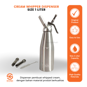 Whipper Cream Dispenser Whip Foam Maker Alat Pembuat Krim Kocok 1 Liter