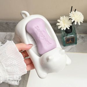 【NEW】Soap Box Creative Cute Cat Shape Soap Dish Non-slip Bathroom Drainable Soap Tray Holder Container Cartoon Cat Shaped Soap Box Creative Plastic Drain Soap Dish Tray Bathroom Hand Wash Station Soap Holder