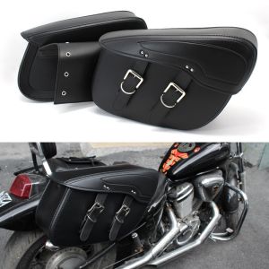 1 Pair Set Motorcycle Saddlebag Side Box Vintage Style Motorbike Storage Box PU Leather Solid Color Simple Multifunctional Rider Bag