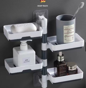 Soap Holder Bathroom Rack Rotating Drain Wall Hanging Bathroom Soap Box Holder 3 Layer- JC Elise
