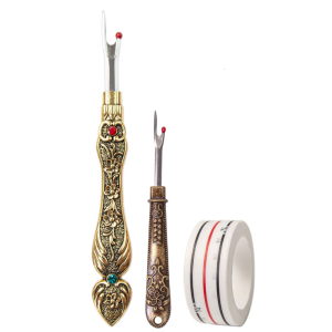 2pcs kim loại đường may Rippers với may định vị Băng Chủ Đề Dụng cụ nhổ cho may loại bỏ chủ đề mô hình làm việc
