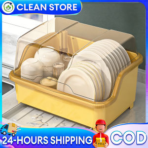 Kitchen Dish Rack with Cover Plastic Dish Rack Storage Box Dustproof Innovative Organization