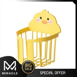 กล่องกระดาษทิชชู่ลายเป็ดน้อย สีเหลือง สําหรับติดผนังห้องน้ํา ห้องนอน บ้าน ชั้นใส่ทิชชู่