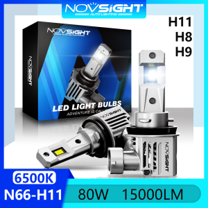 Newest Novsight N66 H8 H9 H11 LED Headlight Bulb 6500K Super Bright LED Lights for Car High/Low Beam Fog Light 80W 15000LM Plug&Play 2 PCS 2 Years Warranty Free Shipping