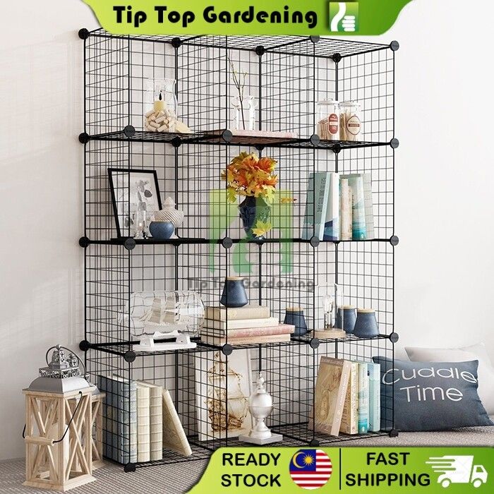 TIPTOP DIY Storage Rack Cube Grids Panel Iron Metal Shelf