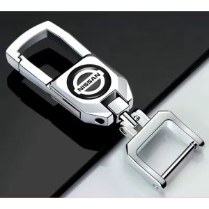 high quality leather for Nissan key cover Remote key case with key holder fod Car Logo keychain Creative Alloy Metal Urvan Sentra Almera X-Trail Patrol Navara Frontier Cefiro Juke 370Z Grand Livina Altima Sylphy GT-R Serena NP 300 Terrano Vanette