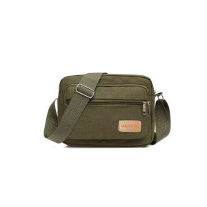 F&S SHOPAHOLIC SHOP#4047 Classic canvas crossbody bag for Men with adjustable strap and zippered front pocket.