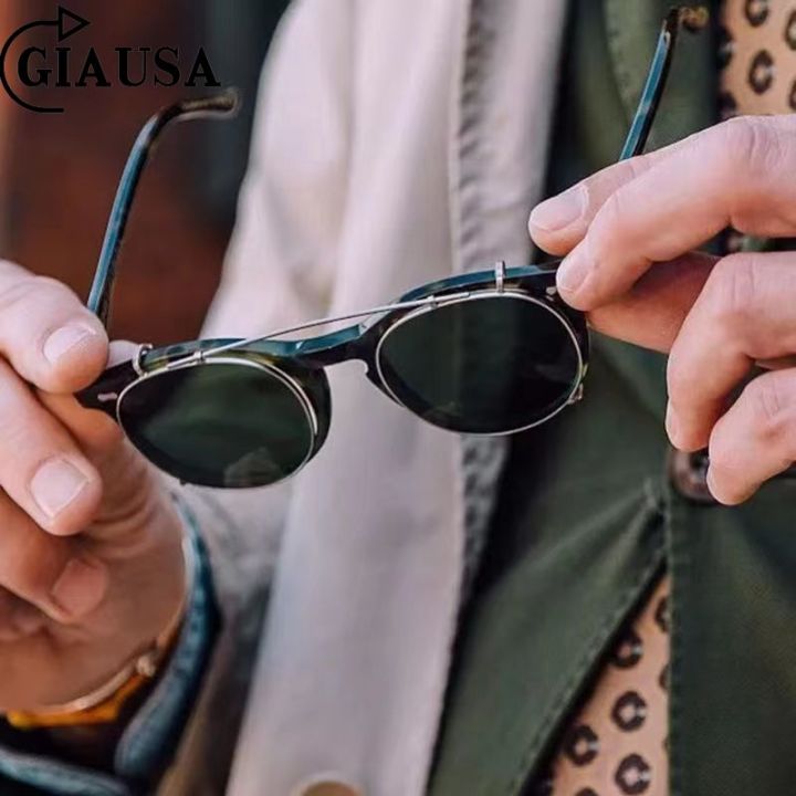 [Giausa] Y2K Vintage kẹp trên Kính râm cho nam giới Steampunk Kính mắt ...