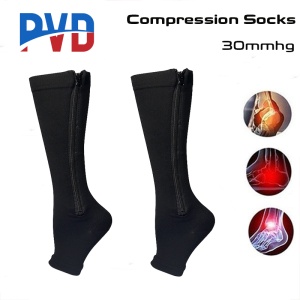 PVD 1 Pair Zipper Compression Socks for Women Men Pain Relief