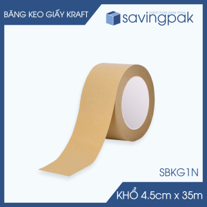 SBKG1N - 4.5cm x 35m - 1 cuộn băng keo giấy Kraft da bò mặt nhám viết được - Băng dính đóng hàng